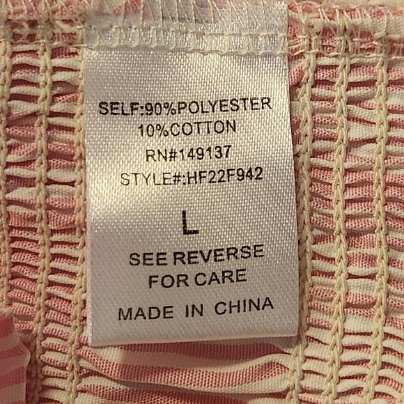 HYFVE Pink Striped Smocked Tube Top w/Ties Large (5194) - Picture 6 of 7